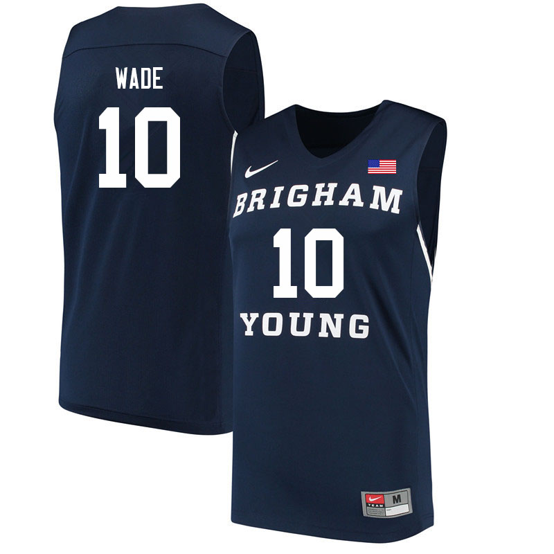 Men #10 Jesse Wade BYU Cougars College Basketball Jerseys Sale-Navy - Click Image to Close